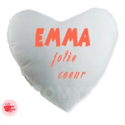 Coussin blanc cœur personnalisé