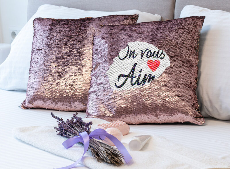 Housse de coussin sequin personnalisée