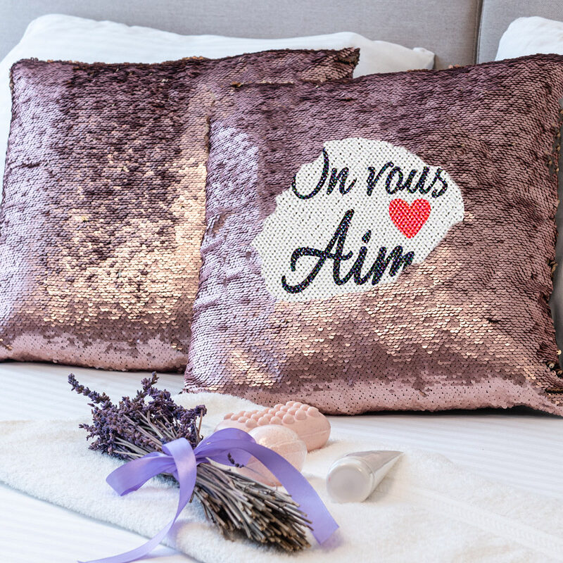 Housse de coussin sequin personnalisée