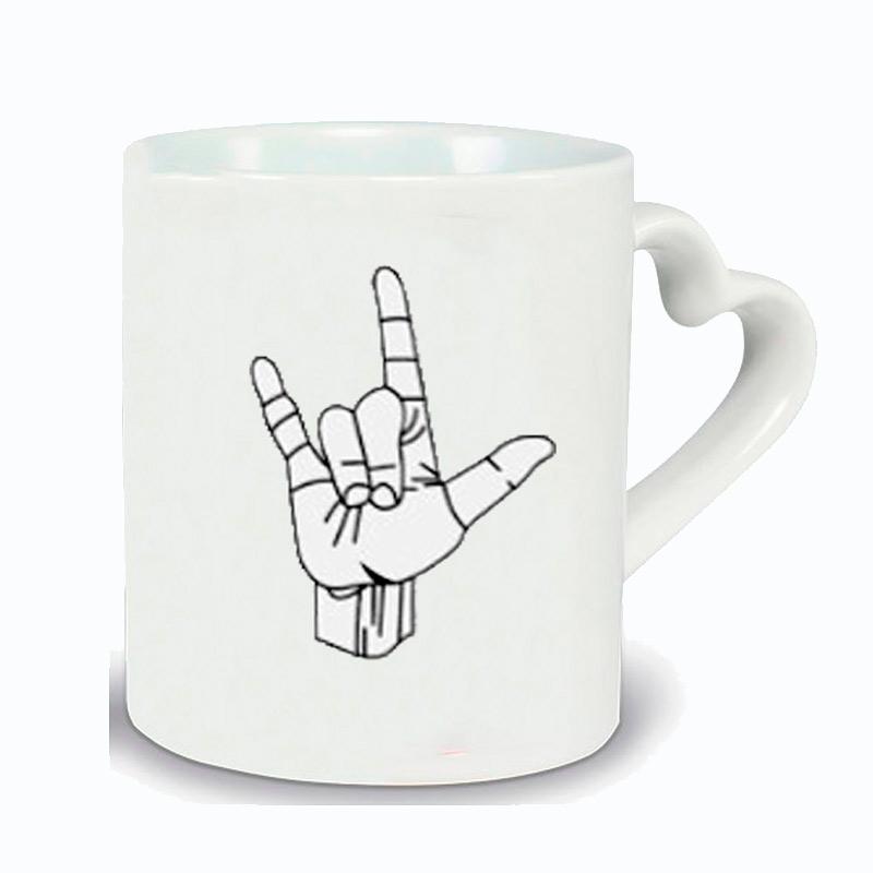 Mug anse cœur je t’aime -Langage des signes-