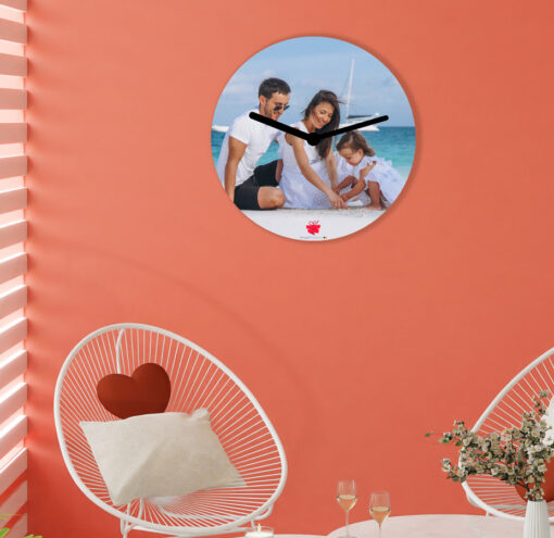 Horloge murale ronde en verre personnalisée