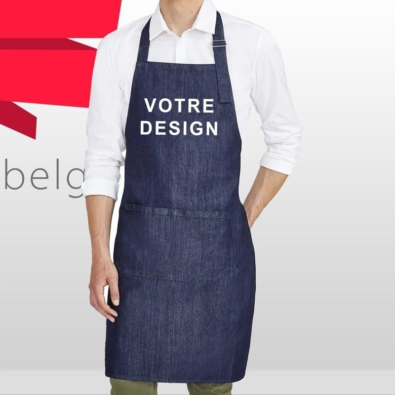 Tablier long en denim avec poche personnalisé