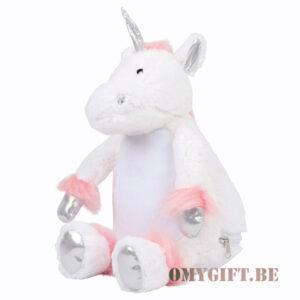 Peluche licorne rose personnalisée