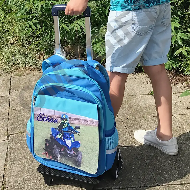 Cartable à roulettes personnalisable enfant 2-en-1 Cartable à roulette écolier personnalisé