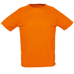 t-shirt-sport-personnalisé-face-orange-foncé-tissu-nids-d'abeilles-respirant-omygift.be