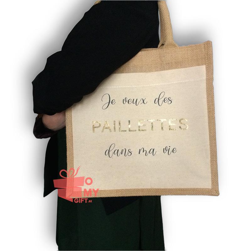 Sac en jute pailletée personnalisable