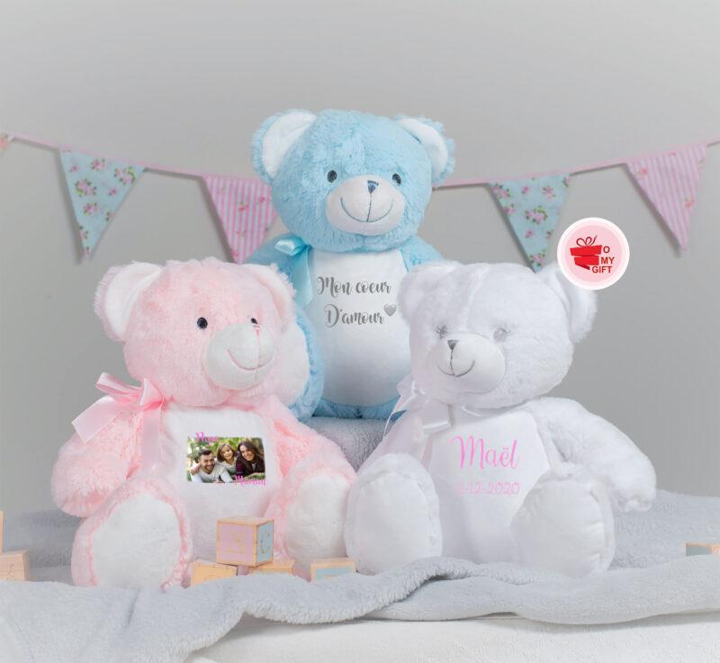 Peluche ours pastel personnalisée