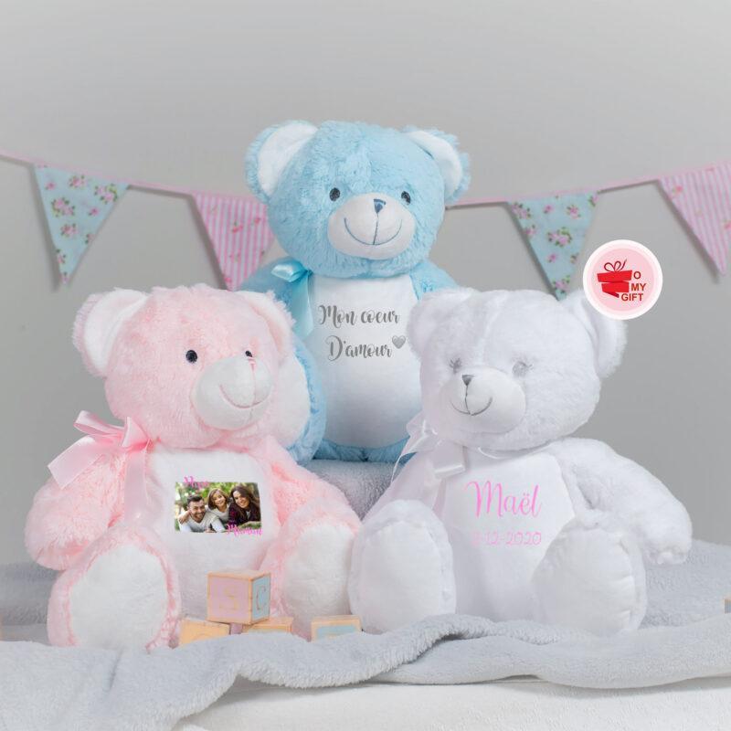 Peluche ours pastel personnalisée