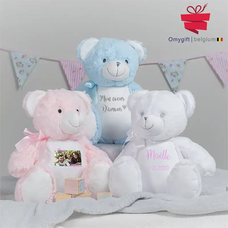 Peluche personnalisée New Baby Bear 1 Peluche ours pastel personnalisée